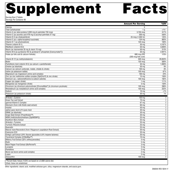 Nutrition facts image