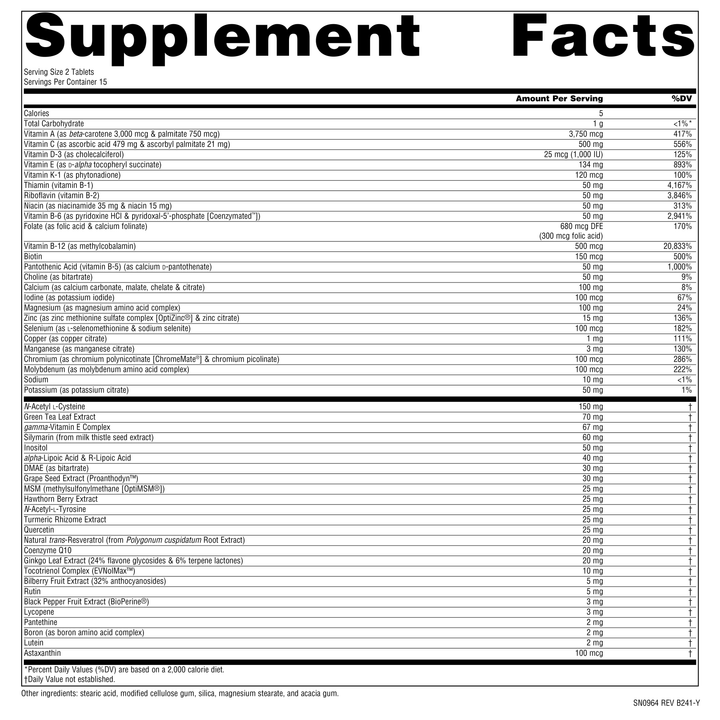Nutrition facts image