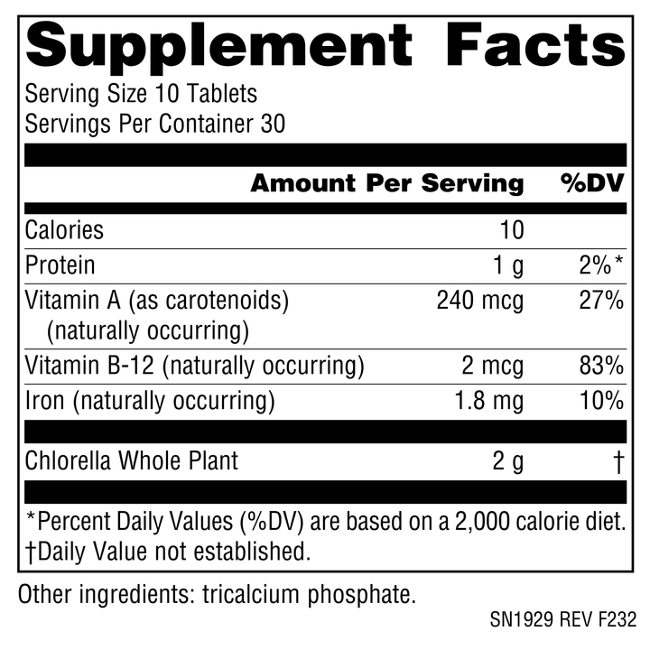 Nutrition facts image